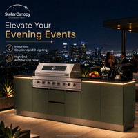 Cuisine extérieure modulaire écologique personnalisée en acier inoxydable avec armoire, porte vitrée, charnière et évier - Ensemble complet d'armoires pour