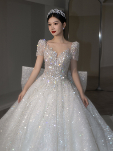 ชุดแต่งงานสไตล์โบฮีเมียนสุดหรู ขายดี พร้อมตกแต่งด้วยลูกไม้ ทรงเอ ไลน์ แขนครึ่งตัว กระโปรงยาว - Product Image 2