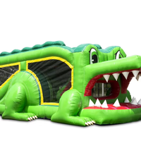 Videur gonflable d'enfants extérieurs de PVC de conception de crocodile avec les glissières et le rebond d'amusement pour sauter et jouer