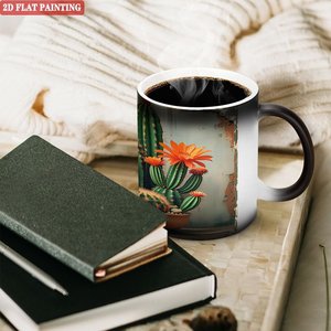 Mug en céramique noire givrée 11oz, sensible à la chaleur, changeant de couleur, pour latte et cappuccino - Product Image 3