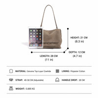 Tas Selempang Kulit Asli Custom dengan Tutup Lipat, Tas Tangan Vintage dengan Kunci, Tas Selempang Wanita dari Kulit Sapi Berkualitas Tinggi, Tas Grosir