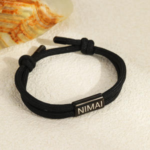 Bracelet <span class=keywords><strong>personnalisé</strong></span> avec initiale en acier inoxydable et breloque en corde de voile pour la fête des pères, <span class=keywords><strong>cadeau</strong></span> pour petit ami, mari, papa - Product Image 4