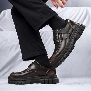 Zapatos Derby para Hombre 2025, de Cuero Genuino, con Suela Gruesa, Casuales, Formales para Negocios, que Aumentan la Altura, Ligeros, Sin Cordones - Product Image 4