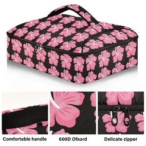 Sac isotherme personnalisé pour livraison de repas, motif fleur rose Hawaïenne, pour pizzas, casseroles et plats chauds - Product Image 2