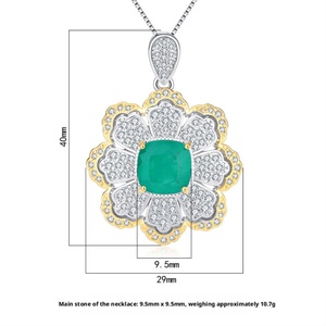 Fashion Jewelry Eco-friendly Copper 10*10MM Green Zirconia Flower Design Gold Plated Wedding Engagement Necklace Earrings Set - Product Image 3