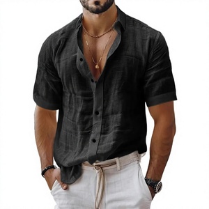 <span class=keywords><strong>Camicia</strong></span> Casual da <span class=keywords><strong>Uomo</strong></span> in Cotone e <span class=keywords><strong>Lino</strong></span> Tinta in Capo, Traspirante e Anti-umidità, a Maniche Corte, Tinta Unita, per la Primavera - Product Image 1