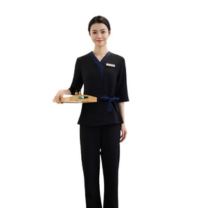 Women's Professional Workwear Set Mid Length Sleeve Color Blocked Moisture Wicking Comfortable For Medical Beauty Spa Sauna - Product Image 5