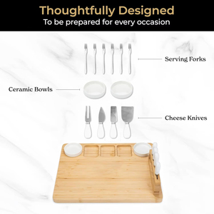 Nouvelle arrivée Bloc à découper en <span class=keywords><strong>bambou</strong></span> avec ensemble de couteaux en acier inoxydable <span class=keywords><strong>Plateau</strong></span> de service en bois pour charcuterie <span class=keywords><strong>Plateau</strong></span> à <span class=keywords><strong>fromage</strong></span> - Product Image 3