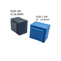 Disponible en stock 1W 1.5W 2W 220V 230V à 6V 9V 12V 15V 18V 24V 48V Tension de charge Basse fréquence EI30 Transformateur d'empotage de puissance