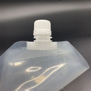 Stock de pochettes de recharge transparentes transparentes pour boissons liquides, emballage en plastique, pochette debout avec bec verseur d'angle - Product Image 2