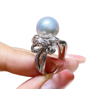 Exquisita Pulsera de Perlas Edison Chapada en Oro de Plata 925 y Anillo con Lazo de Cinta de 10-11 mm con Sentido del Diseño - Product Image 5