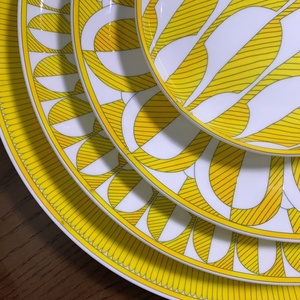 Yellow 41pcs Luxury Bone Porcelain Dessert Plate Exquisite Dinner <b>Set</b> - Product Image 4