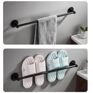 Toallero de pared Ou Shumei, barra única, autoadhesivo, de aluminio, para baño - Product Image 3