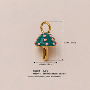 Dijes de Hongo Esmaltados de Acero Inoxidable 316L con Baño de Oro de 14k 18k, Personalizados DIY de Lujo para la Fabricación de Joyas, Collares y Pulseras - Product Image 5