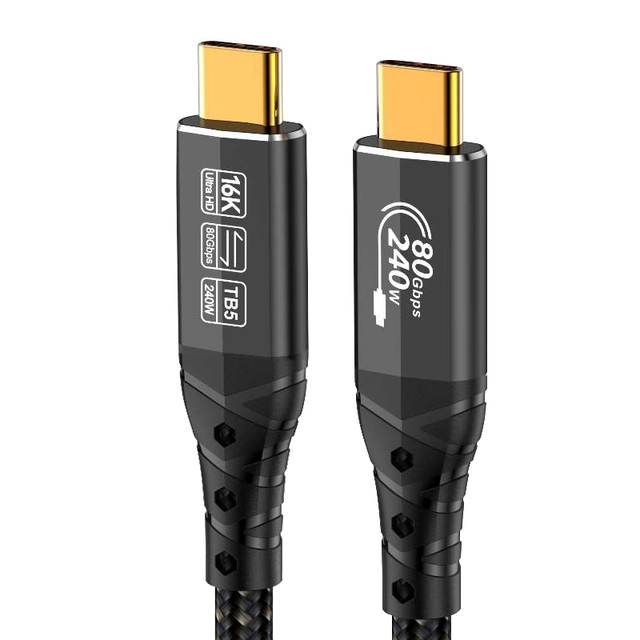 16K 240W Thunderbolt 5 80Gbps USB5 USB4.0 Type-C Super Speed Data Storage Video Cable Fast Charging Extension for Monitor