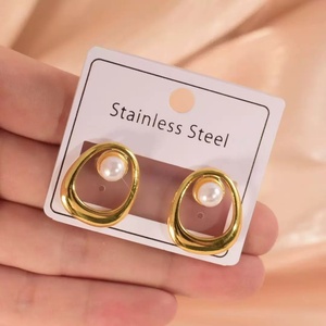 <span class=keywords><strong>Pendientes</strong></span> de Perlas Colgantes de Acero Inoxidable para Mujer, Bañados en Oro, con Diseño de Concha Grande y Estrella de Mar, de Venta Caliente - Product Image 5