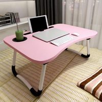 Plateau de lit pliable pour ordinateur portable, bureau paresseux multifonctionnel avec porte-gobelet et emplacement pour tablette, table d'ordinateur portable portable pour dortoir, support de genoux rembourré