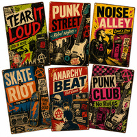Letrero Metálico Retro de Estilo Punk Rock, Decoración de Pared para Club de Música Urbana, Letreros Vintage