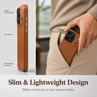Étui de téléphone magnétique de luxe en cuir véritable OEM ODM avec logo personnalisé anti-EMF pour la série 18