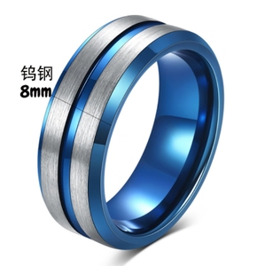 8mm bordes biselados ranurados venta al por mayor negro oro azul <span class=keywords><strong>anillo</strong></span> de carburo de tungsteno para hombres mujeres moda compromiso boda banda - Product Image 5