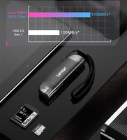 Lecteur de carte Lexar 2 en 1 double port haute vitesse USB3.2 Type C Lecteur de carte mémoire LRW310U-BNBNC