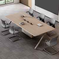 Bureau de réunion en bois pour 10 personnes au design moderne et luxueux Mobilier de bureau-Table de conférence à panneaux