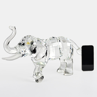 Trophée éléphant portable de grande taille en verre et cristal brillant, style pyramide, avec gravure en relief pour souvenir et utilisation sur bureau