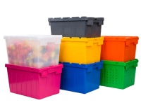 Boîtes de rangement empilables avec chariot PP joint couvercle conteneur personnalisation logo déménagement en plastique durable