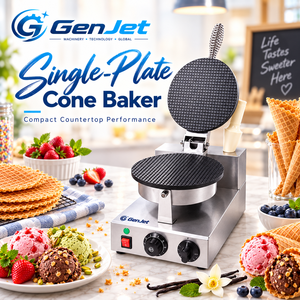 Machine à cornets de crème glacée électrique commerciale GenJet, 1/2 <span class=keywords><strong>plaque</strong></span>, 1-2 kW, 220-230 V, pour cafés et pâtisseries - Product Image 2