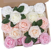 Roses artificielles blanches de 8CM, 25 pièces, Roses artificielles en mousse au toucher réel, décoration DIY pour fête de mariage, décoration de la maison