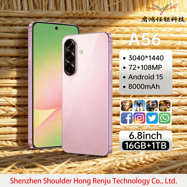 2026 New Mobile Phones 16G+1TB Factory Price A56 5G Dual SIM Smartphone Fast Charging Big Screen Android 15 CDMA LTE
