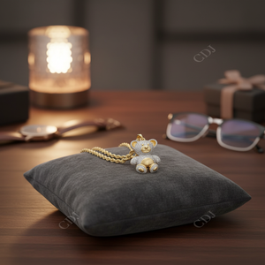 Colgante de Plata de Ley con Moissanita, Estilo Hip Hop, Chapado en Oro Amarillo, Diseño de Osito de Peluche, Joyería Fina Personalizada para Aniversario - Product Image 3
