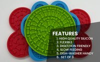 Tapis de léchage éco-responsable pour chat à alimentation lente avec ventouses, lot de 3 tapis en silicone pour les voyages