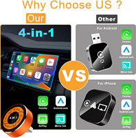 Adaptador Inalámbrico 4 en 1 para Carplay, Netflix, YouTube, Screen Mirror Link, Android para Coche, Adaptador 4 en 1 Airplay/Android