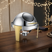 Chauffe-Plat de Buffet Hôtelier en Acier Inoxydable Qualité Supérieure 5L, Écologique, Or et Argent, Qualité Alimentaire, pour Restaurants et Hôtels (Rudra)