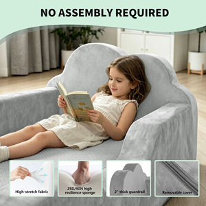 Canapé-lit inclinable pour enfants et bébés, en mousse compressée sans os, à faible hauteur, pour salon - Product Image 3