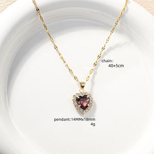 Joyería de lujo ligera de moda, collar con abalorio de circón y corazón para mujer, venta al por mayor, regalo de joyería para el Día de San Valentín - Product Image 3