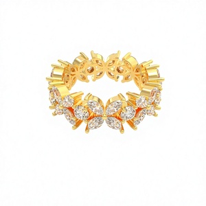 Anillo de Lujo de Oro Amarillo Sólido de 10K y 14K con Diamantes Cultivados en Laboratorio VS VVS, Corte Marquesa, Diseño de Mariposa, Engaste de Garras, Banda de Eternidad para Mujer - Product Image 1