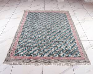 Indian Boho Kilim Style Cotton Dhurrie Rug Hand <b>Block</b> Printed Handmade Carpet Floor Rug Home Decor - Product Image 3