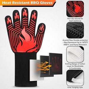 Guantes de Barbacoa Resistentes al Calor, Certificados EN407/EN420/CE, de Aramida/Nomex, Lavables a Máquina, Antideslizantes, para Asar a la Parrilla - Product Image 2