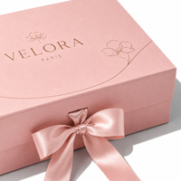 Boîte en papier rose pliable magnétique de luxe haut de gamme personnalisée, laminage brillant, logo personnalisé, emballage avec ruban, écologique