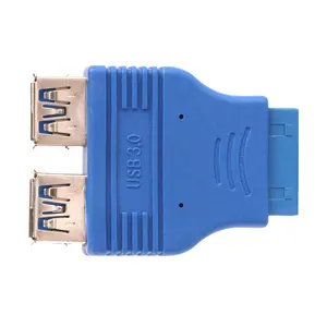 Blue Dual Port USB 3.0 Buchse zu Motherboard 20Pin Header Adapter Connector Extension Converter