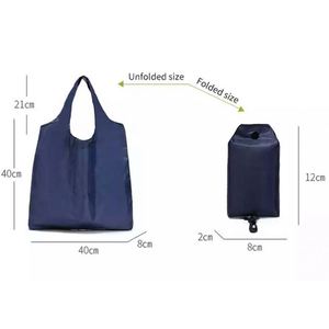 <b>Foldable</b> Polyester Shopping <b>Bag</b> Mini with Clip Closure and Drawstring Handle OEM Brand Made in China for Advertising Use - Product Image 4