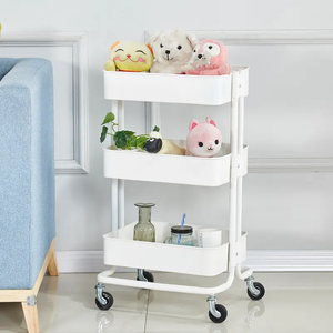 Carrito de Almacenamiento Metálico de 3 Niveles con Asa en Forma de <span class=keywords><strong>U</strong></span>, Estilo Clásico, Marca PY, Suministro Directo de Fábrica, Alta Calidad - Product Image 1