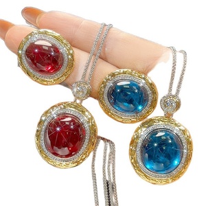 Exquisite Eco-friendly Copper Gold Plated Oval Cut Cubic Zirconia High Quality Two-Tone Wedding Jewelry Set - Product Image 2