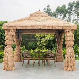 Gazebo d'extérieur tout temps gazebos en paille Villa Pavillon de jardin Canopée de chaume artificielle Tente amovible - Product Image 1