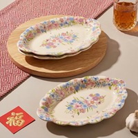Assiette ovale en céramique de haute qualité pour plats de poisson vapeur, cuisine occidentale américaine, desserts aux fruits, idéale pour la maison et l'hôtellerie