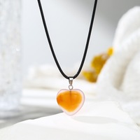 Collier pendentif cœur en pierre naturelle N154, cristal de guérison, cordon en cuir, pierre précieuse polie, bijoux spirituels Chakra Reiki