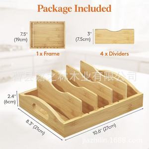 Bamboo Wooden <b>Dish</b> Organizer With Compartments For Kitchen Tableware Storage Natural Color D458 - Product Image 3