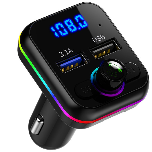 Factory Hot Selling Multifunctional New Arrival QC3.0 Quick Charge Car FM Transmitter RGB BT5.0 Handsfree Car Kits